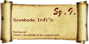 Szvoboda Irén névjegykártya