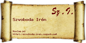 Szvoboda Irén névjegykártya